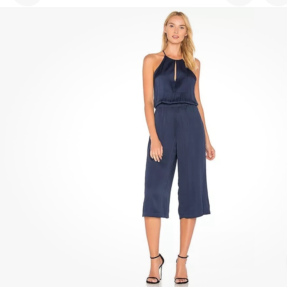 BCBG Maxazria navy keyhole jumpsuit Medium